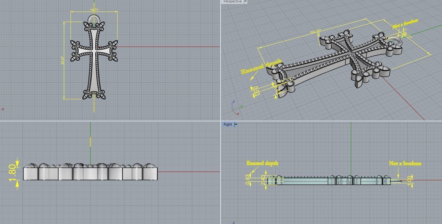 Original Armenian cross with enamel 3D print model_8