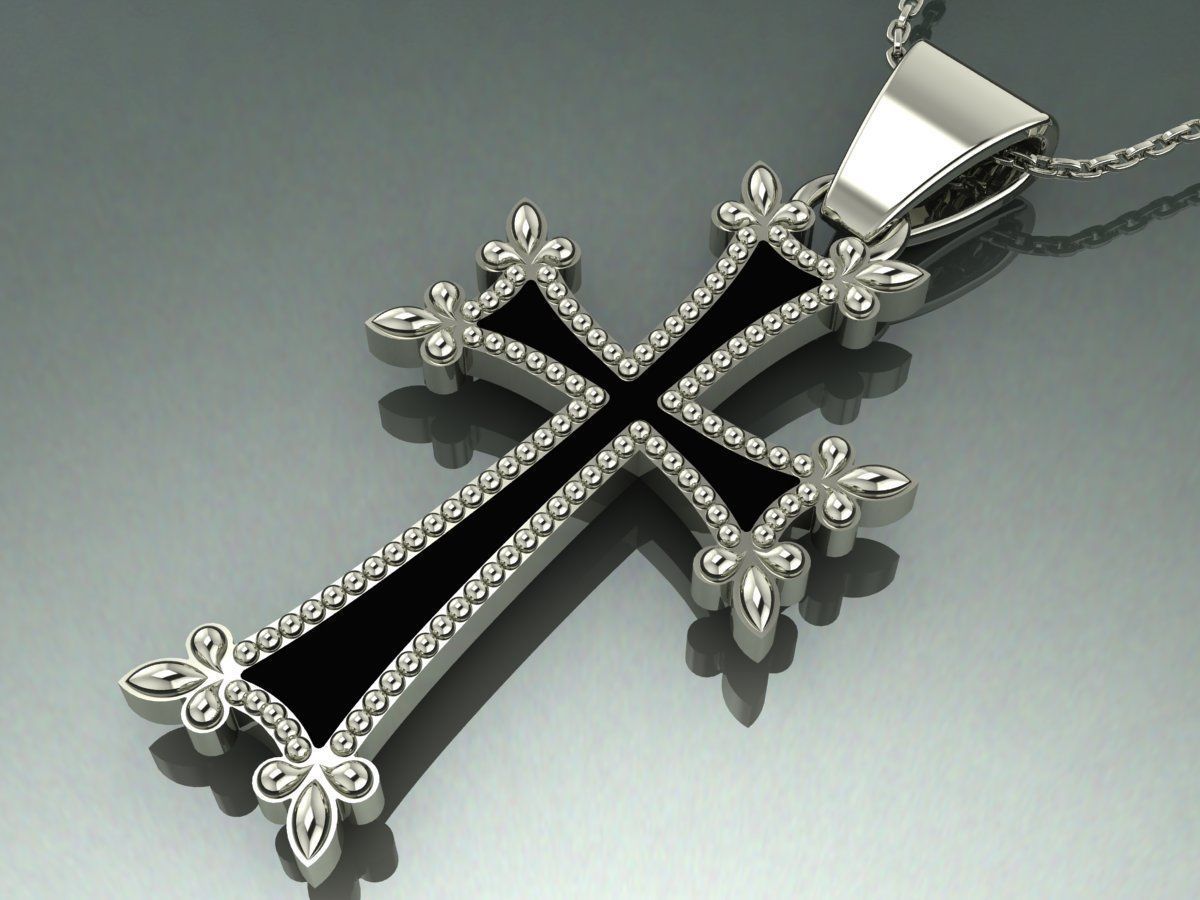 Original Armenian cross with enamel 3D print model_1