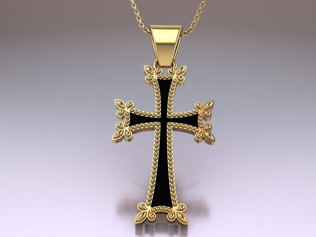 Original Armenian cross with enamel 3D print model_6