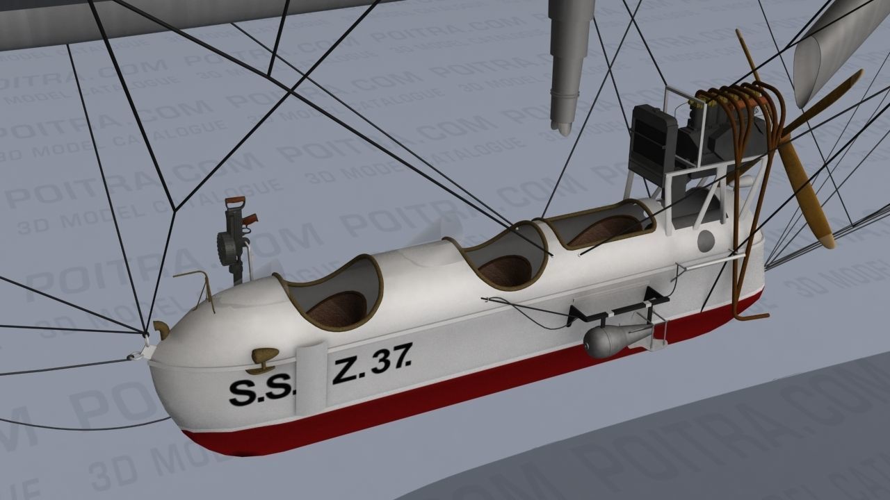 Airship - English Royal Naval Air Service SSZ Zero 1915 - WWI - 3D model_12