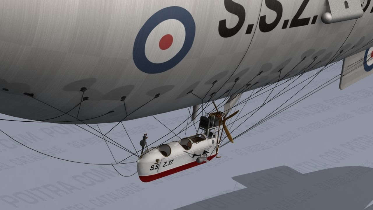 Airship - English Royal Naval Air Service SSZ Zero 1915 - WWI - 3D model_8