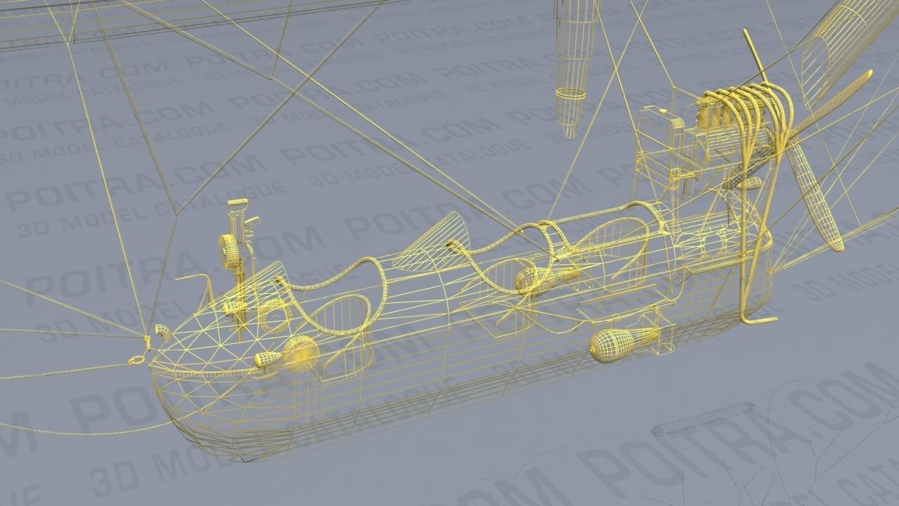 Airship - English Royal Naval Air Service SSZ Zero 1915 - WWI - 3D model_13