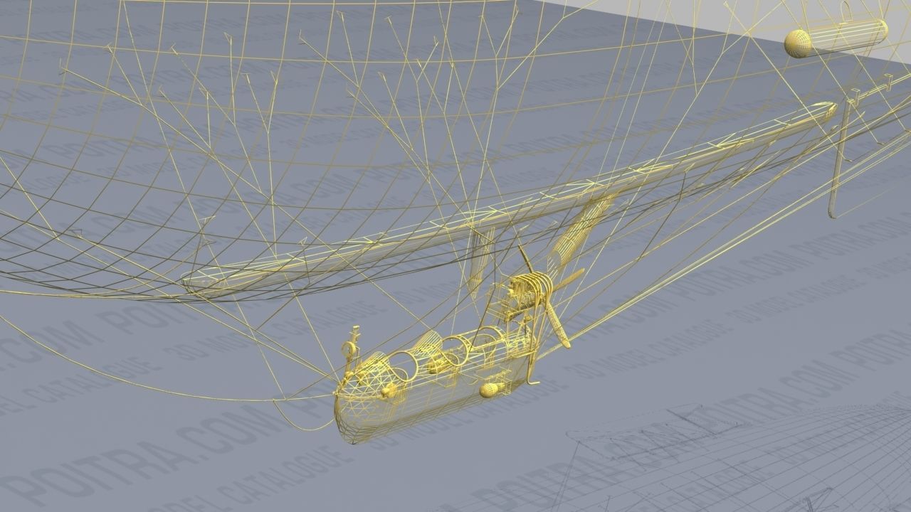 Airship - English Royal Naval Air Service SSZ Zero 1915 - WWI - 3D model_9