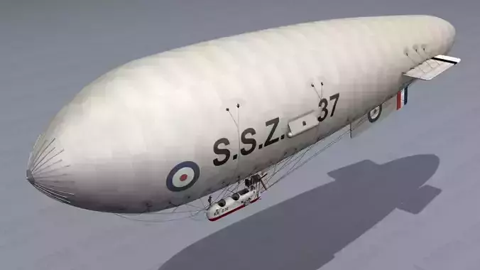 Airship - English Royal Naval Air Service SSZ Zero 1915 - WWI - 3D model