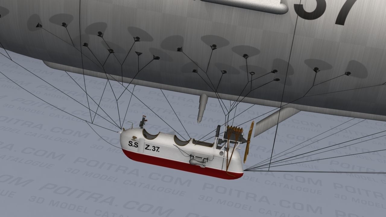 Airship - English Royal Naval Air Service SSZ Zero 1915 - WWI - 3D model_6