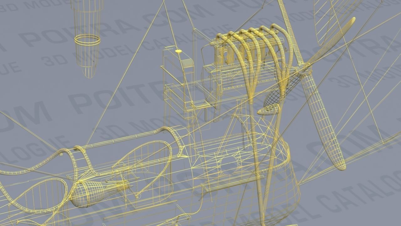 Airship - English Royal Naval Air Service SSZ Zero 1915 - WWI - 3D model_15