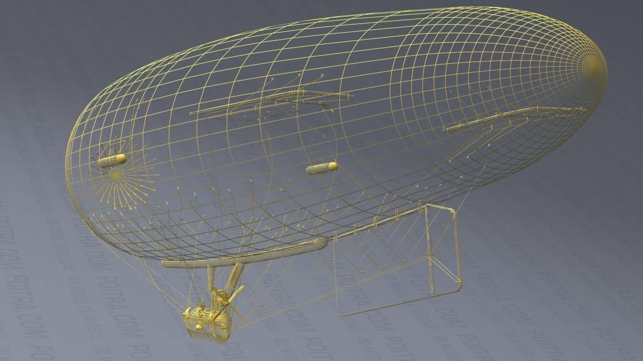 Airship - English Royal Naval Air Service SSZ Zero 1915 - WWI - 3D model_11