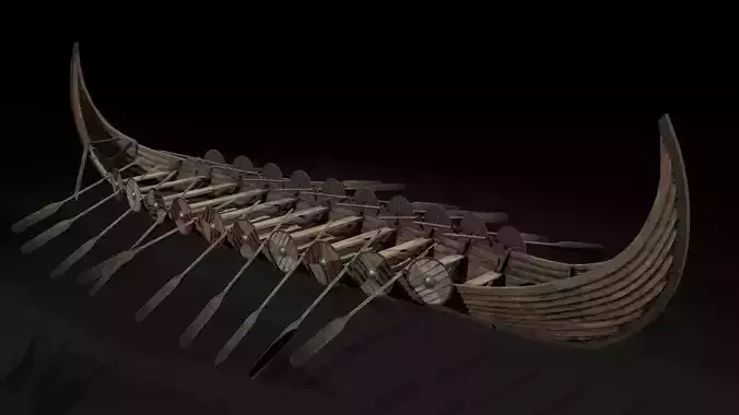 The Kvalsund vikings Ship Low-poly 3D model