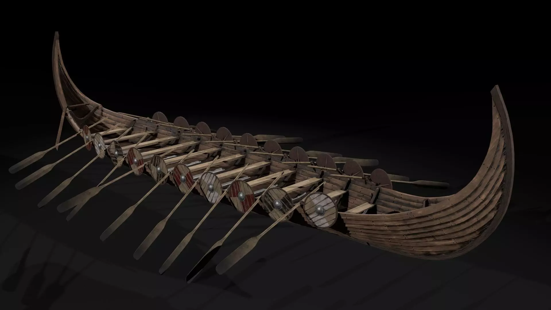 The Kvalsund vikings Ship Low-poly 3D model_0