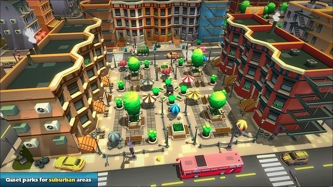 Toon City Low-poly 3D model 7