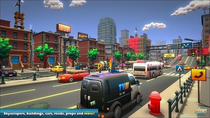 Toon City Low-poly 3D model 3