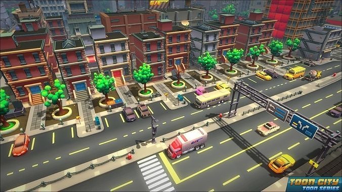 Toon City Low-poly 3D model 5