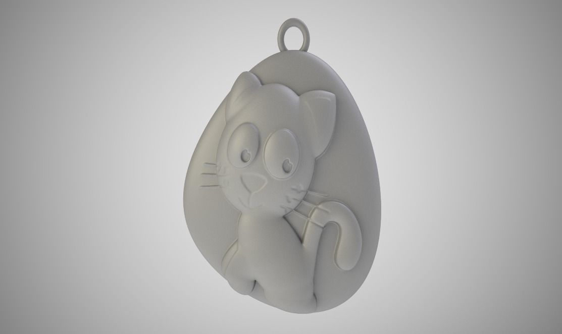 Rock Cat Necklace 3D print model_1