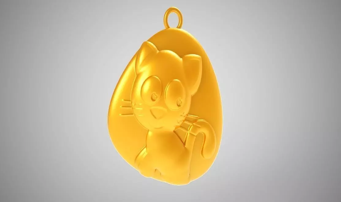 Rock Cat Necklace 3D print model_0