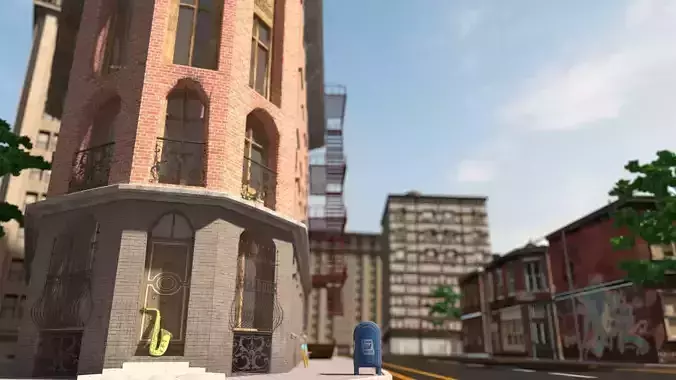 corner building  Free low-poly 3D model