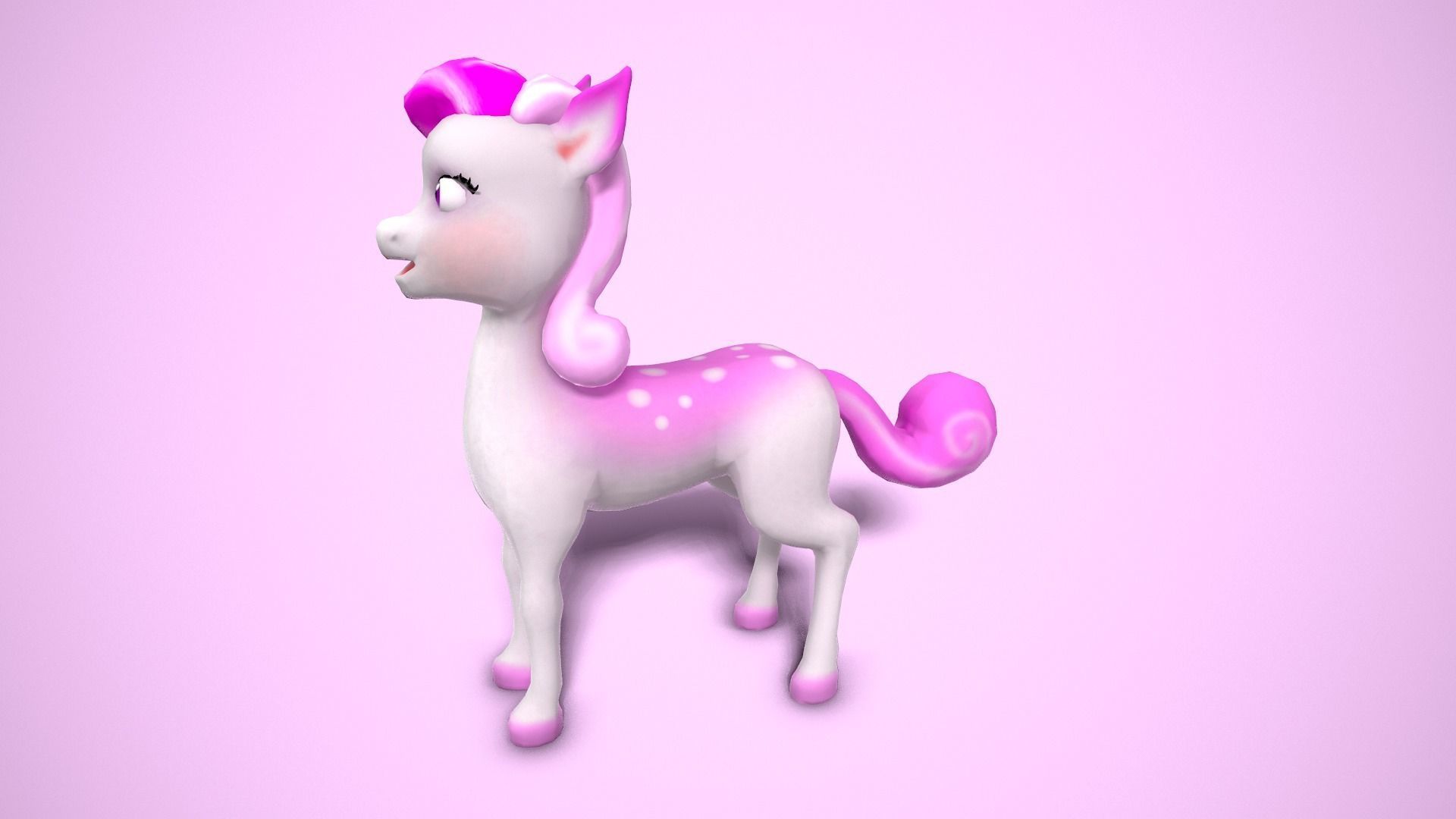Cartoon unicorn Low-poly 3D model_7