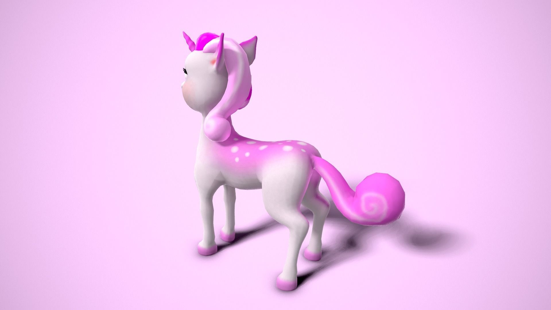Cartoon unicorn Low-poly 3D model_6