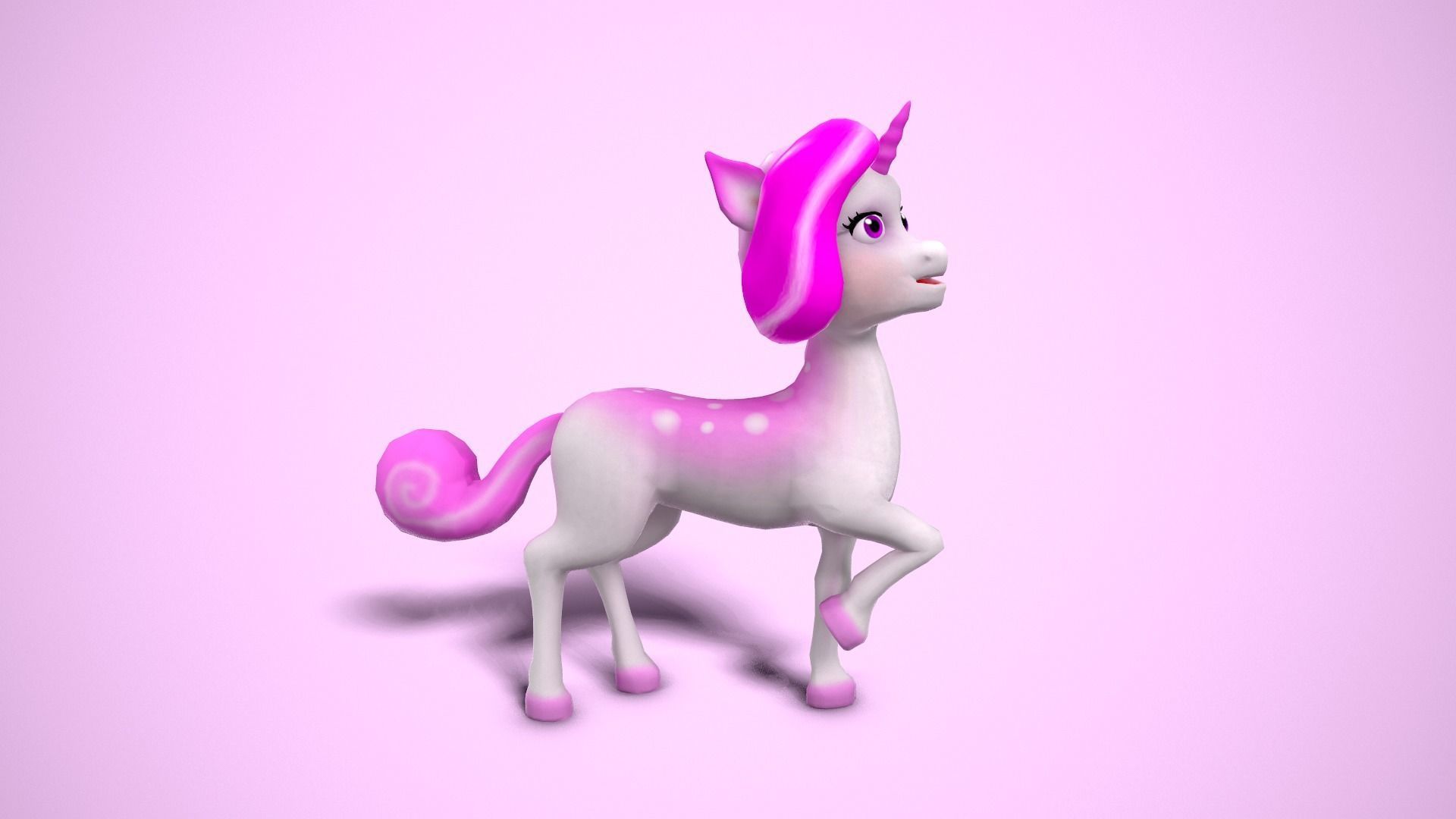 Cartoon unicorn Low-poly 3D model_3