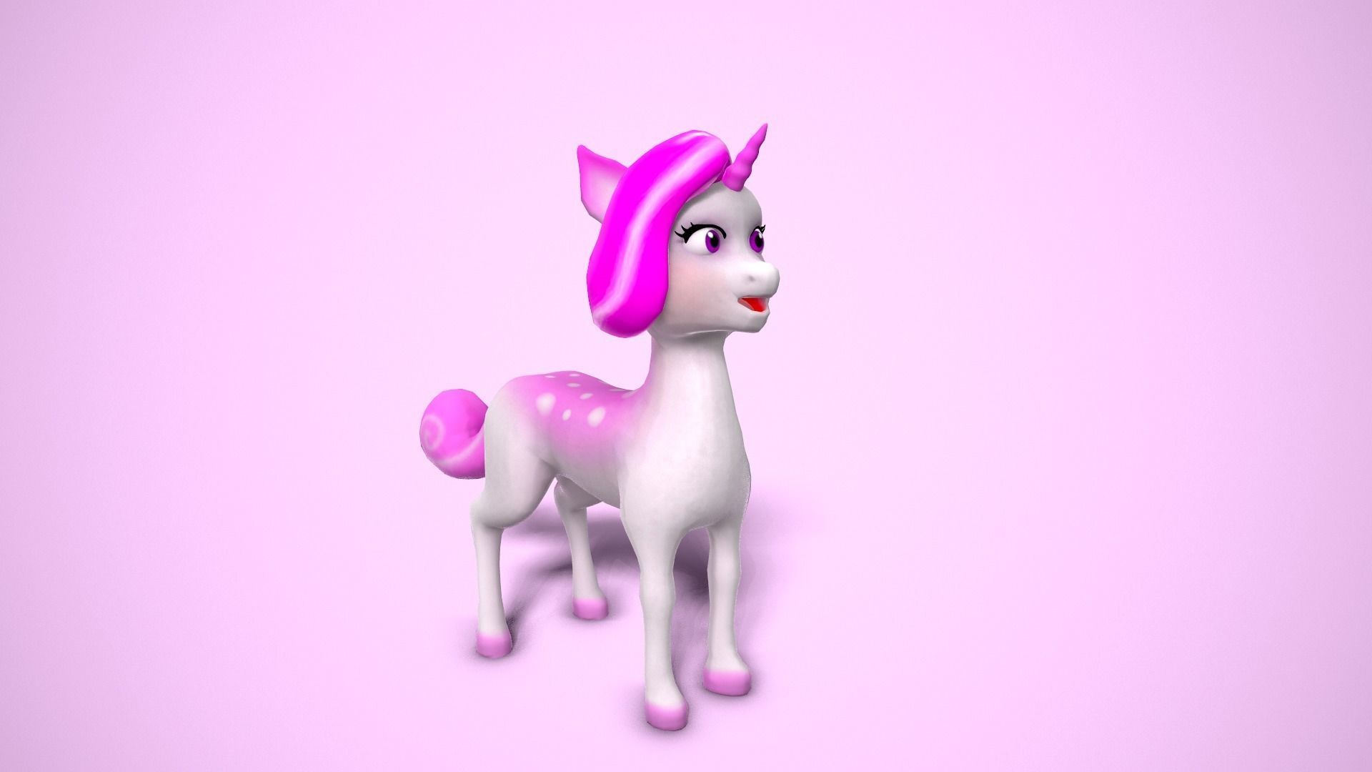 Cartoon unicorn Low-poly 3D model_4