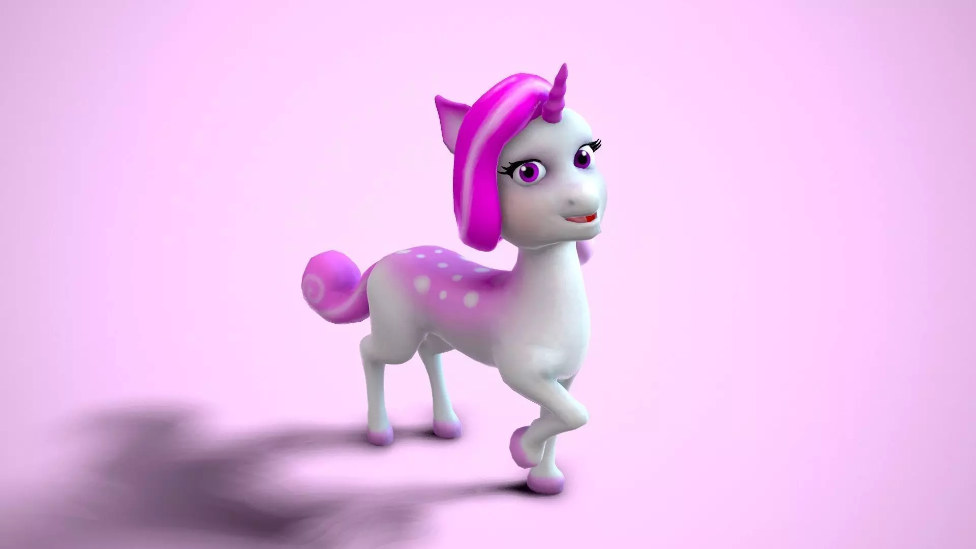 Cartoon unicorn Low-poly 3D model_0
