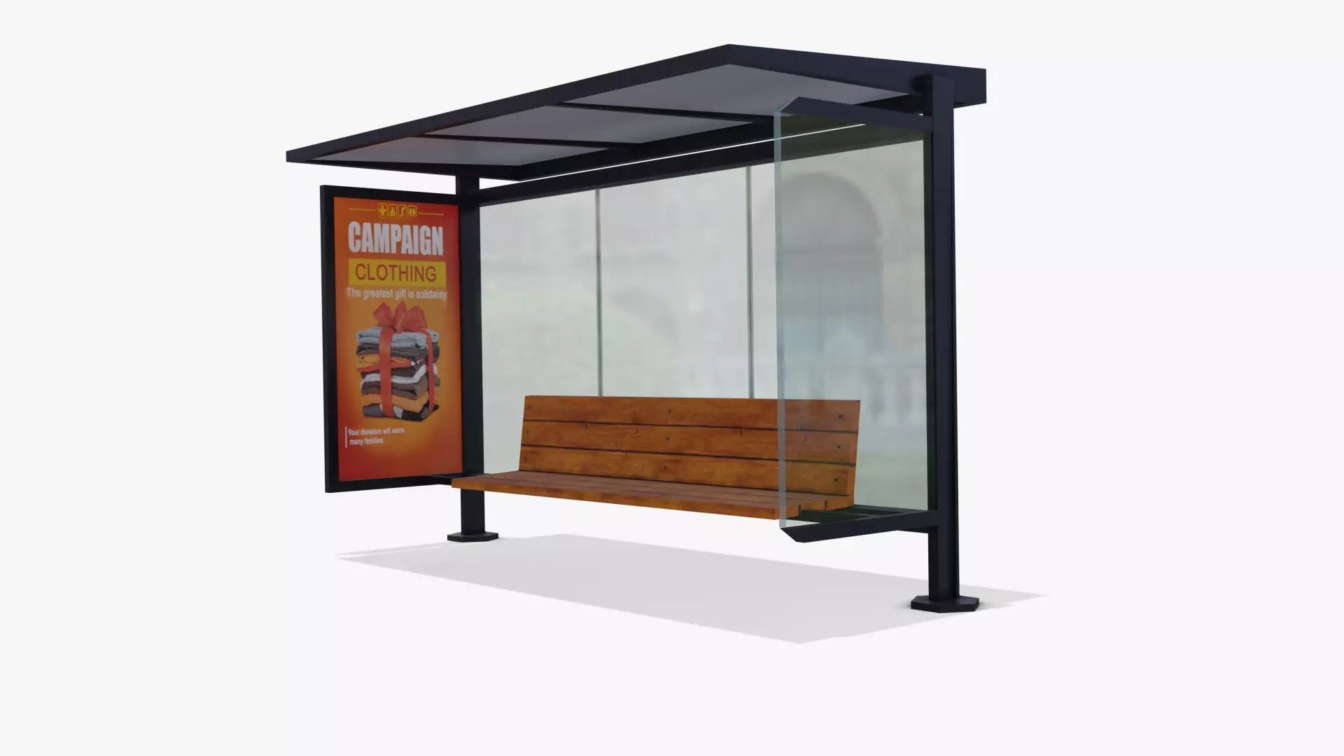 Bus stop Low-poly 3D model
