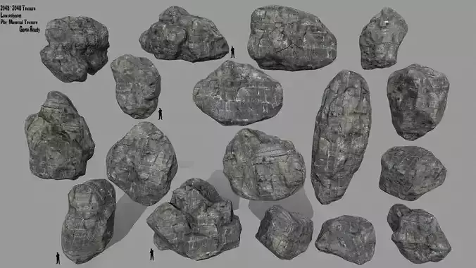 cliff rock set  Low-poly 3D model