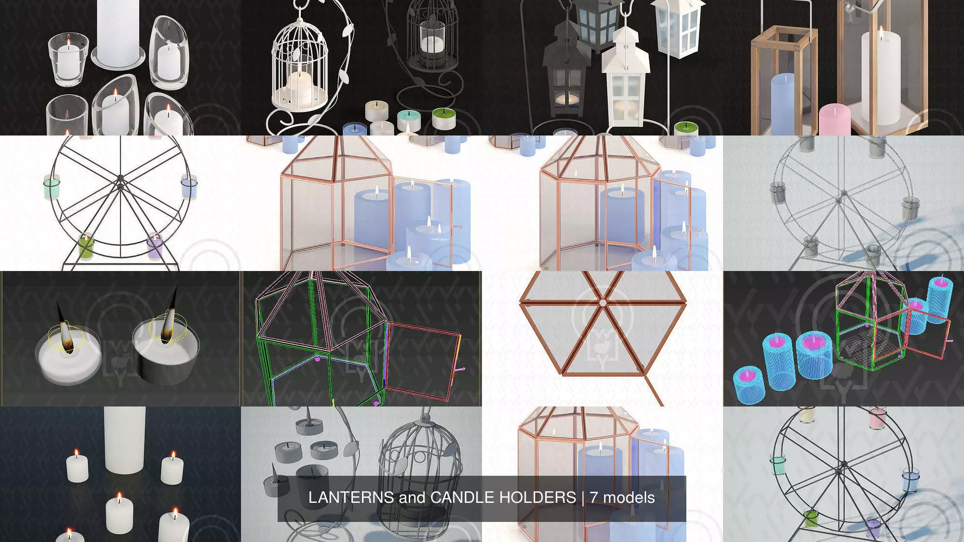 LANTERNS and CANDLE HOLDERS 3D Model Collection_0