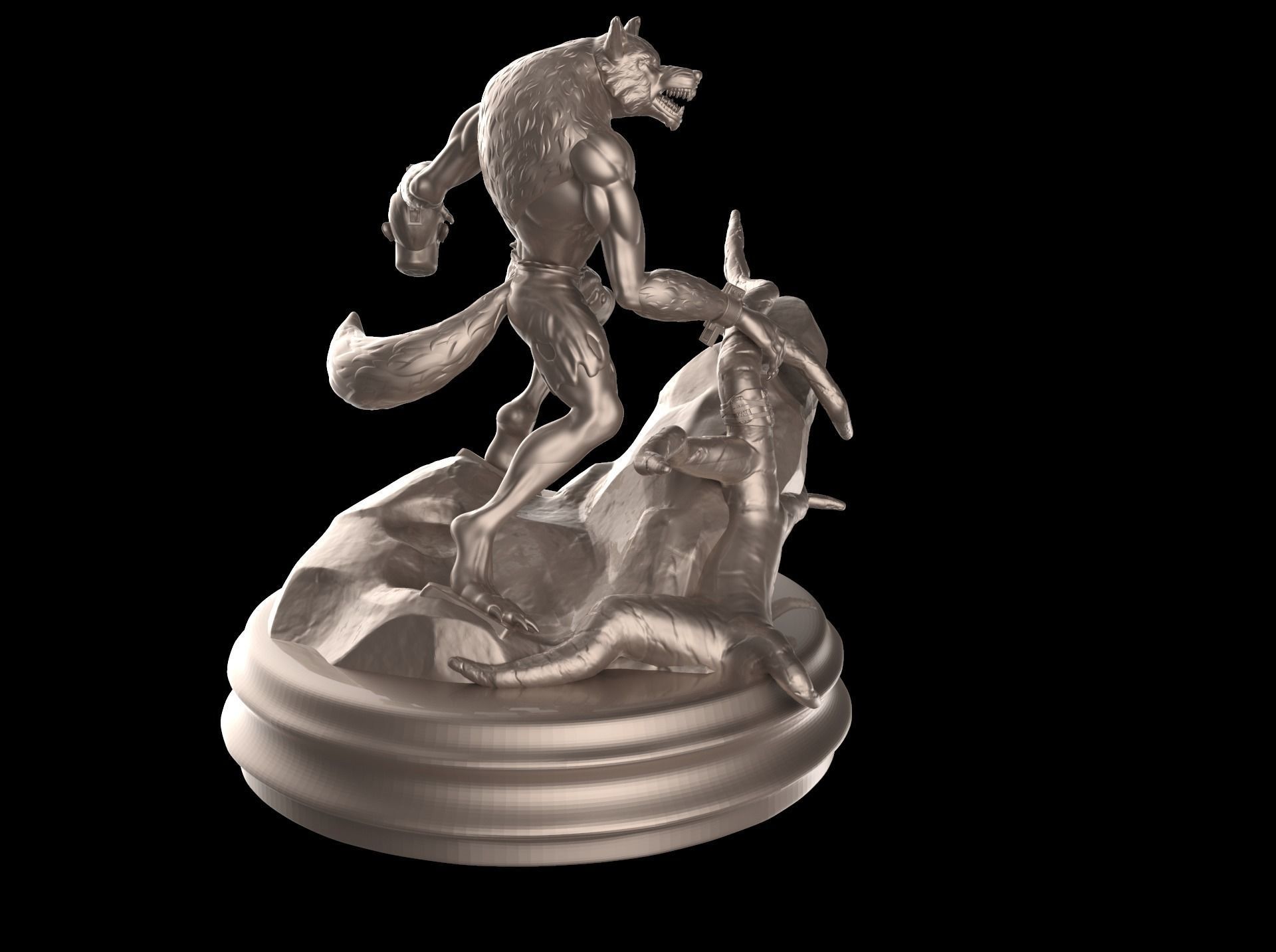 Werewolf statue Free 3D print model_2
