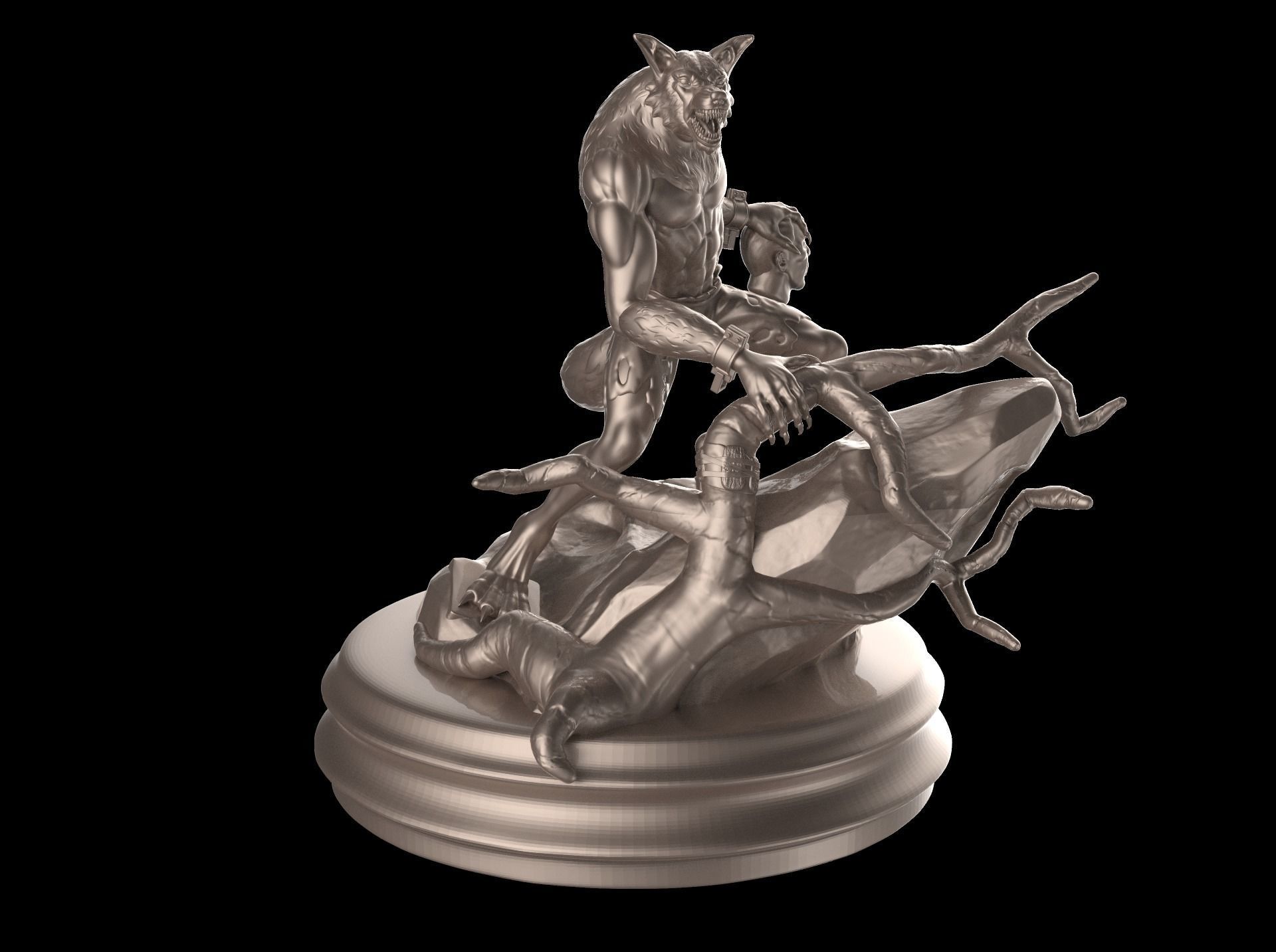 Werewolf statue Free 3D print model_3