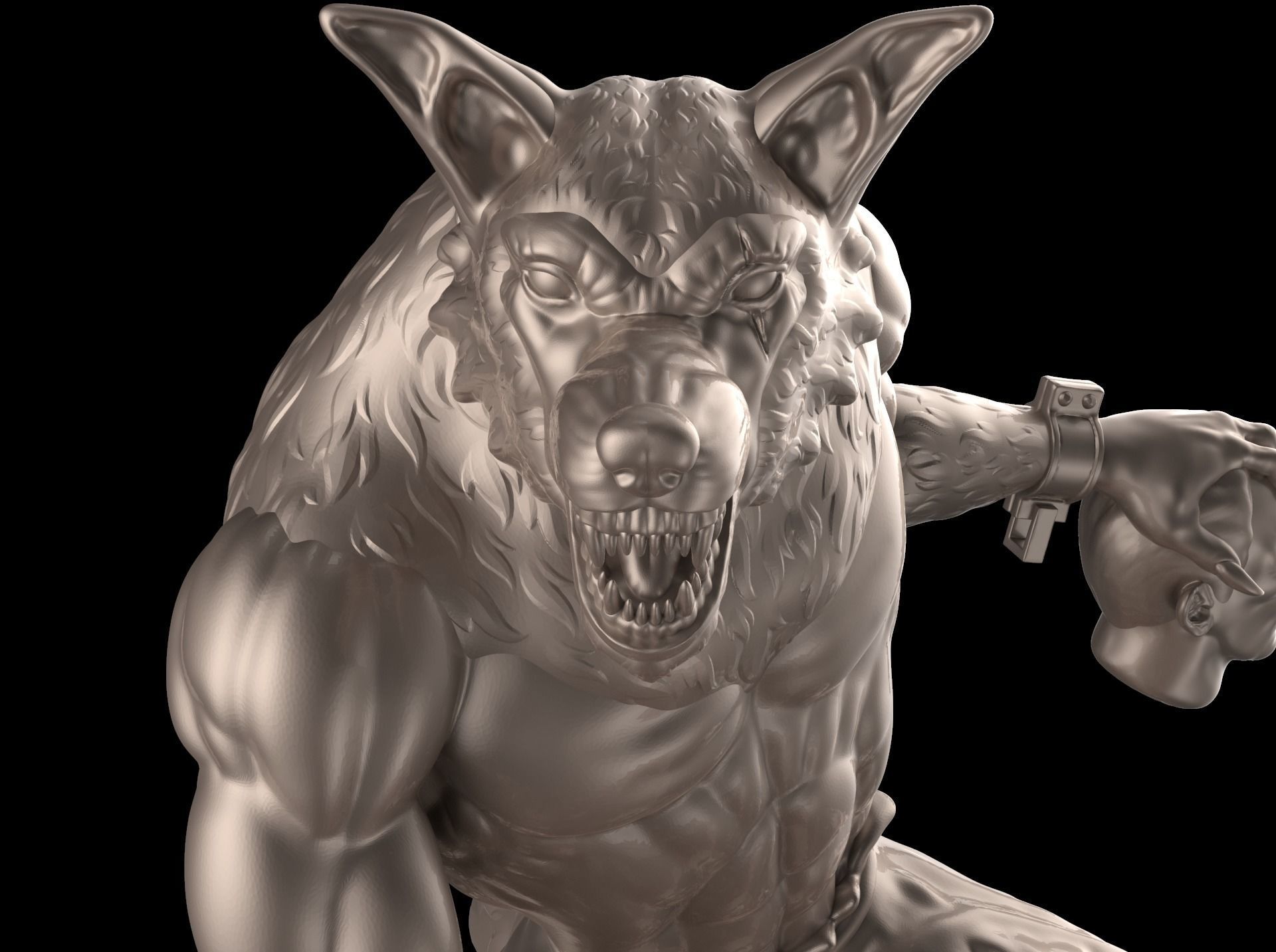 Werewolf statue Free 3D print model_7