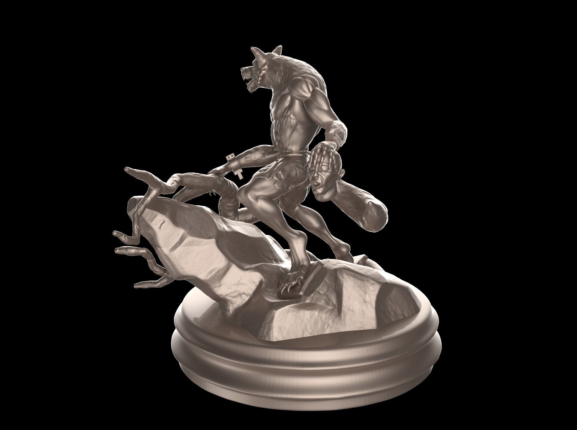Werewolf statue Free 3D print model_5