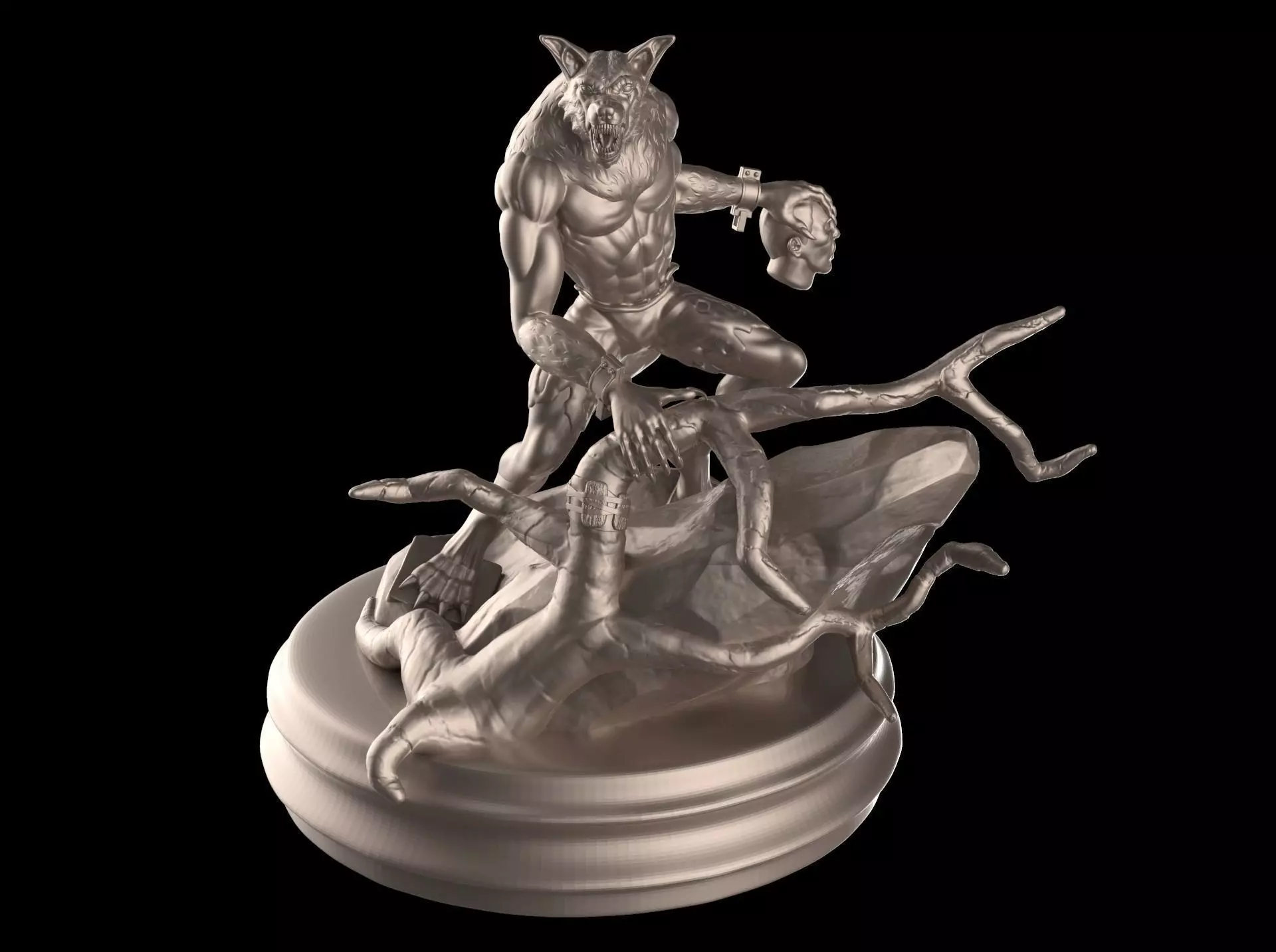 Werewolf statue Free 3D print model_0