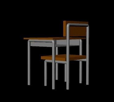 Anime Table and Chair Low-poly 3D model_1
