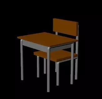 Anime Table and Chair Low-poly 3D model_0
