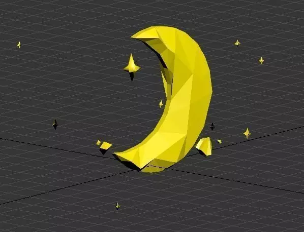 Moon Low Poly banana letter c Free low-poly 3D model