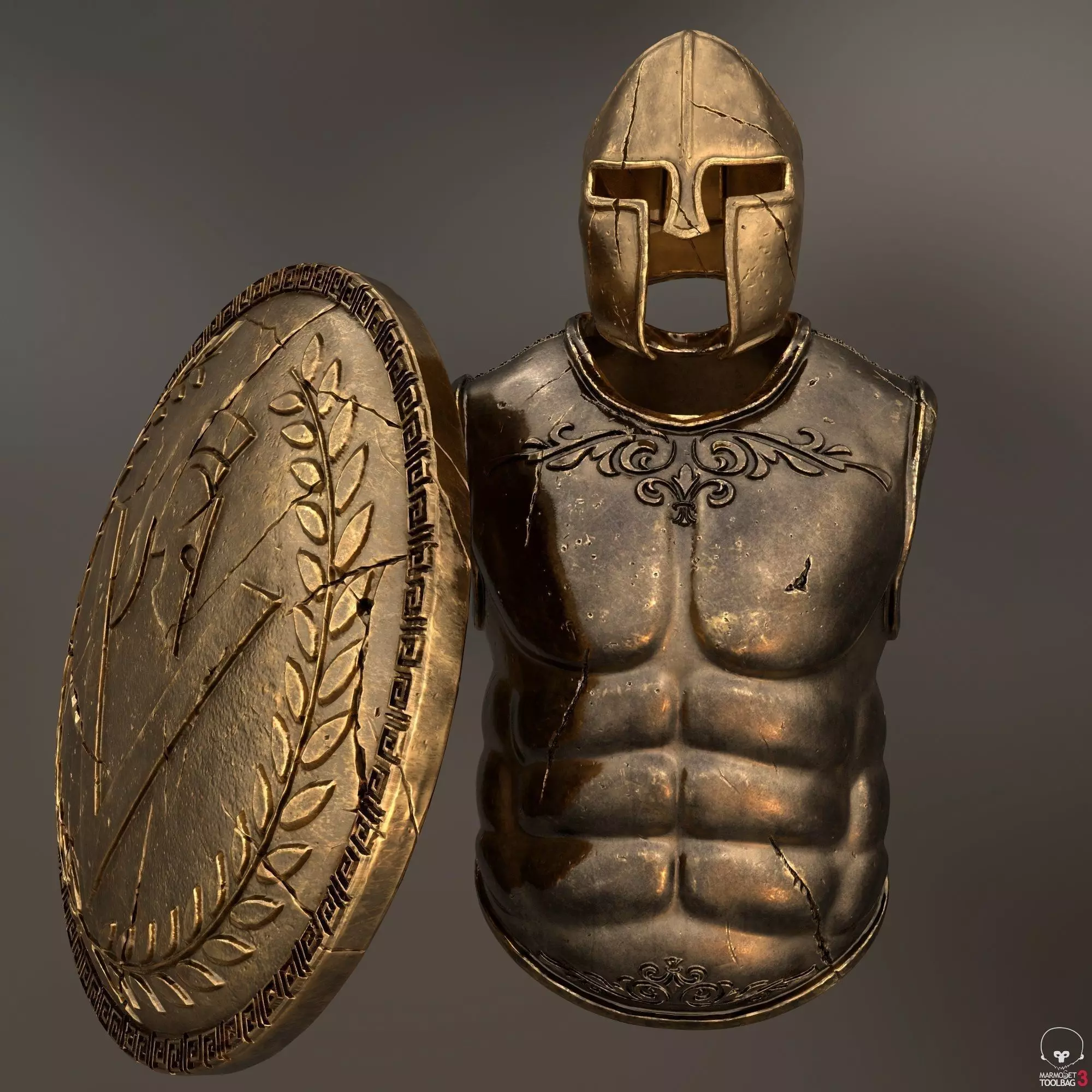 set of armor greek warrior 3D model_0