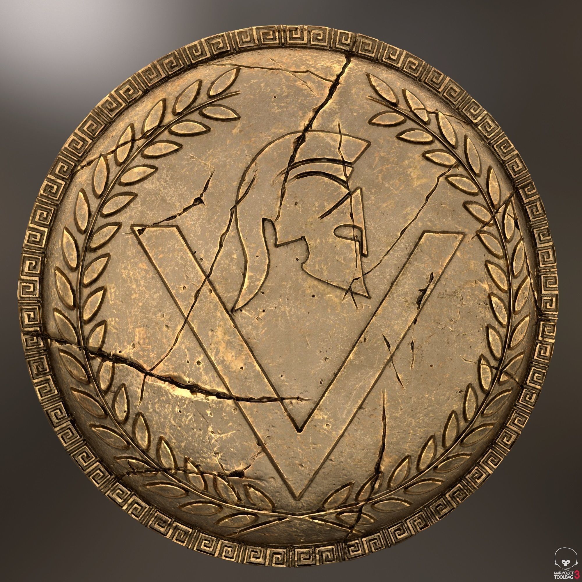 set of armor greek warrior 3D model_12