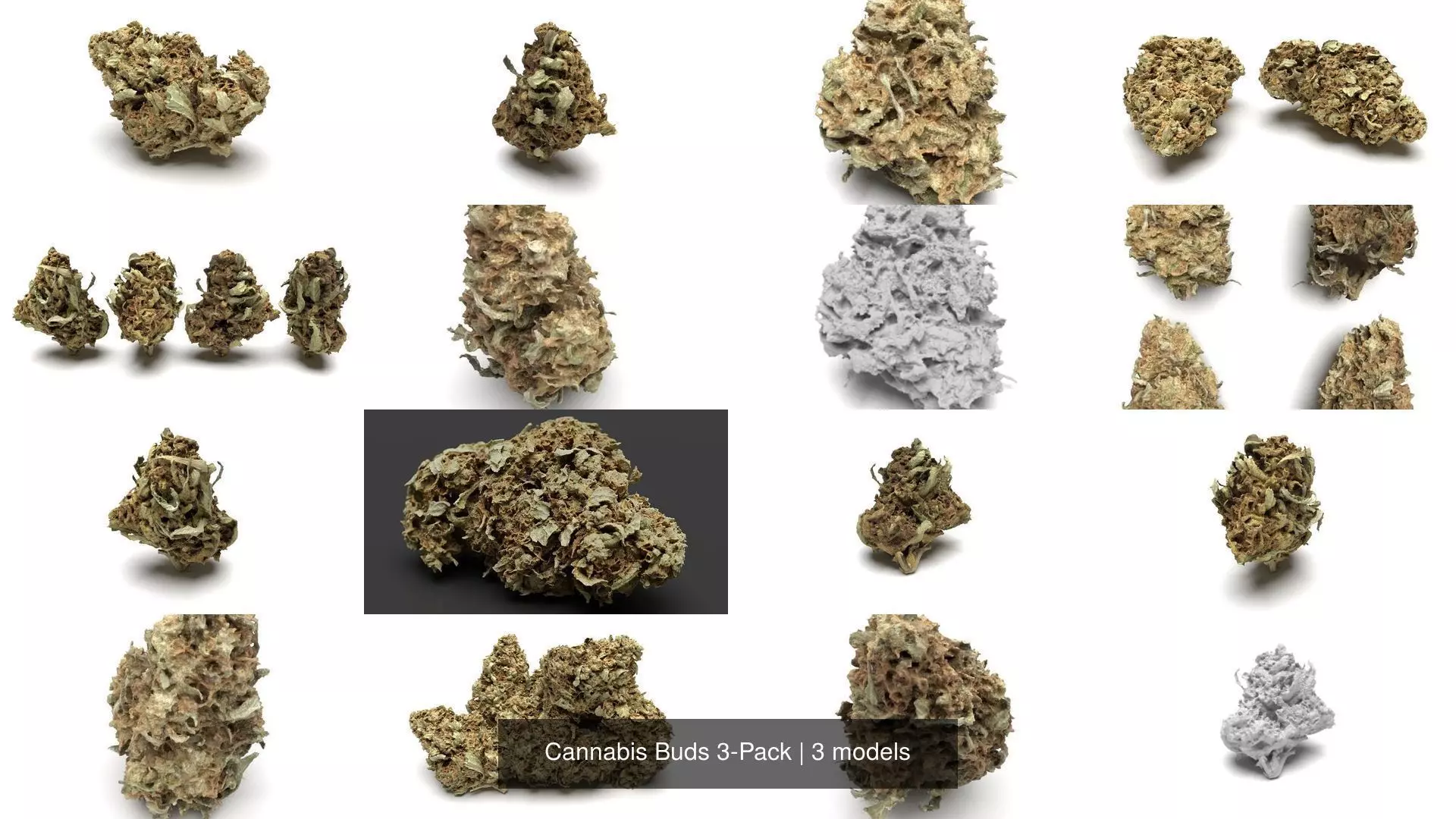 Cannabis Buds 3-Pack 3D Model Collection_1
