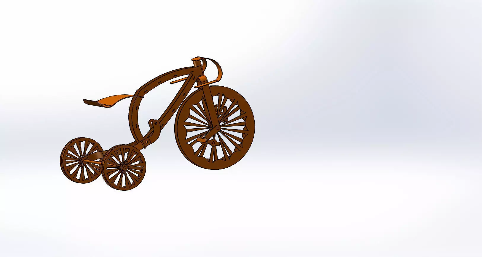 Tricycle bicycle with wagon 3D model_0