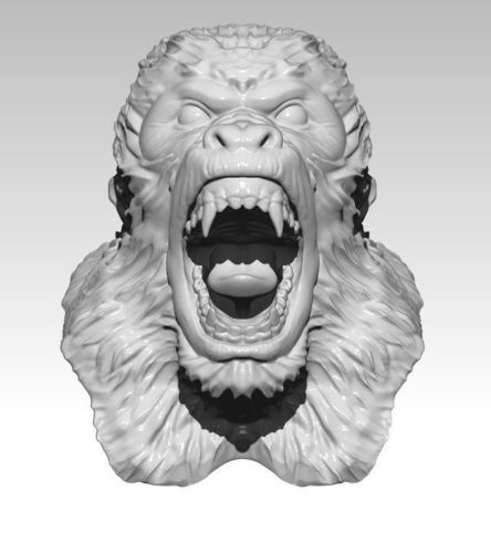 Monkey Gorrila Angry head bust 3D print model