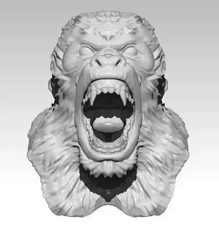 Monkey Gorrila Angry head bust 3D print model