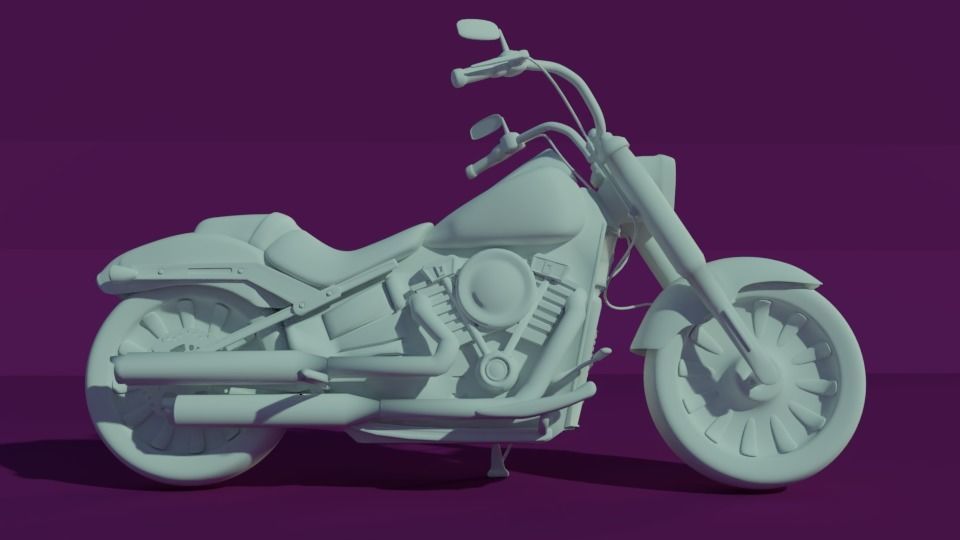 Harley Davidson -  FATBOY107  Low-poly 3D model_1