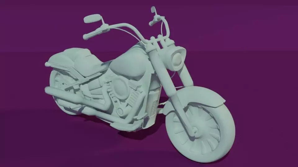 Harley Davidson -  FATBOY107  Low-poly 3D model_0