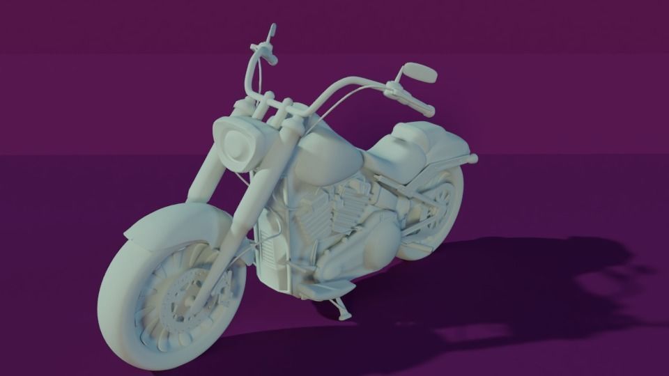 Harley Davidson -  FATBOY107  Low-poly 3D model_3