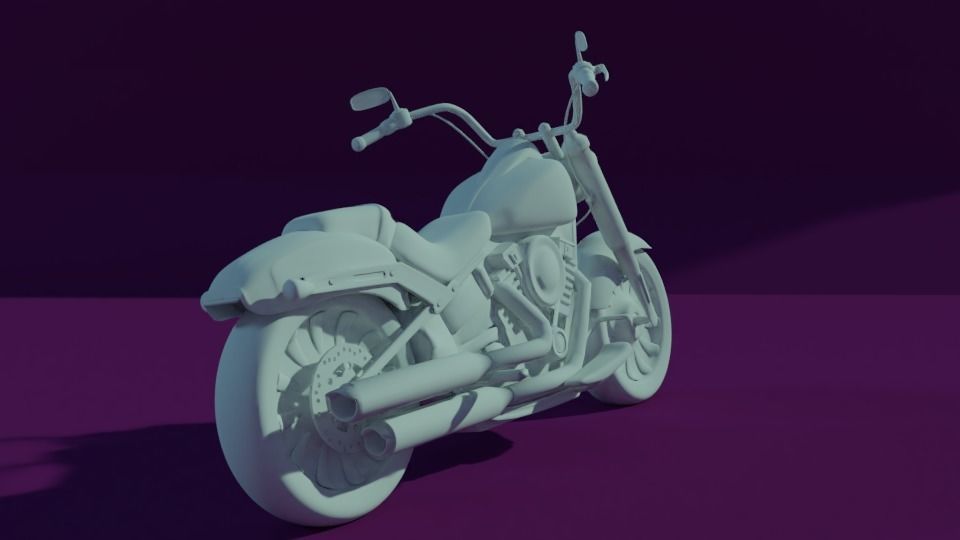 Harley Davidson -  FATBOY107  Low-poly 3D model_4