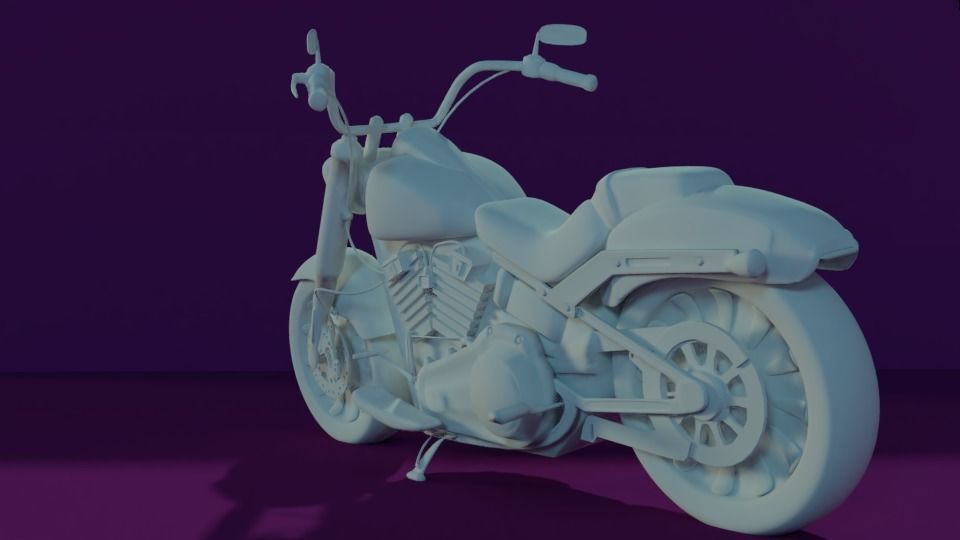 Harley Davidson -  FATBOY107  Low-poly 3D model_5