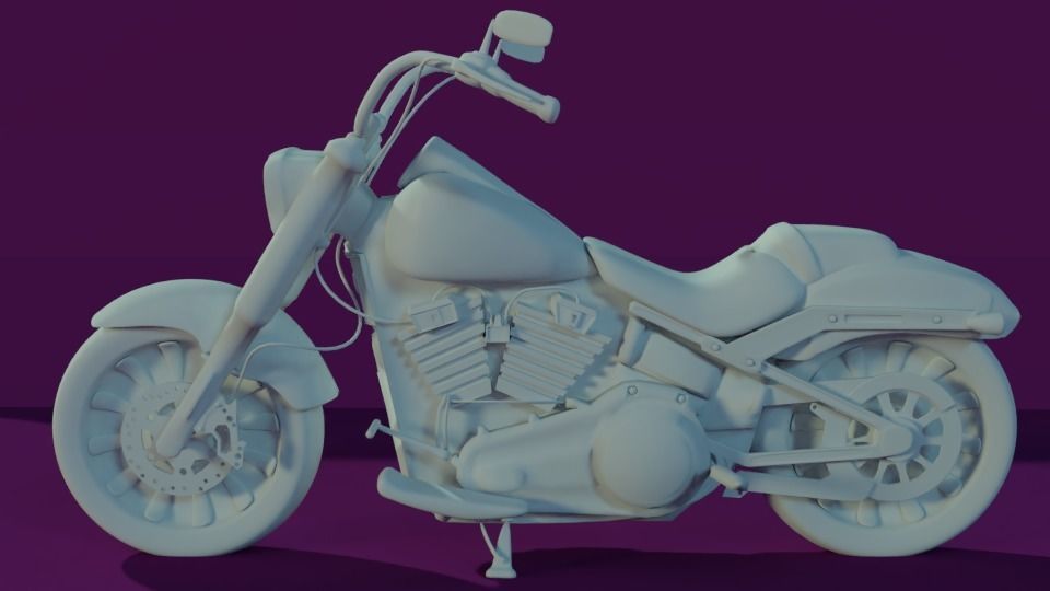Harley Davidson -  FATBOY107  Low-poly 3D model_2