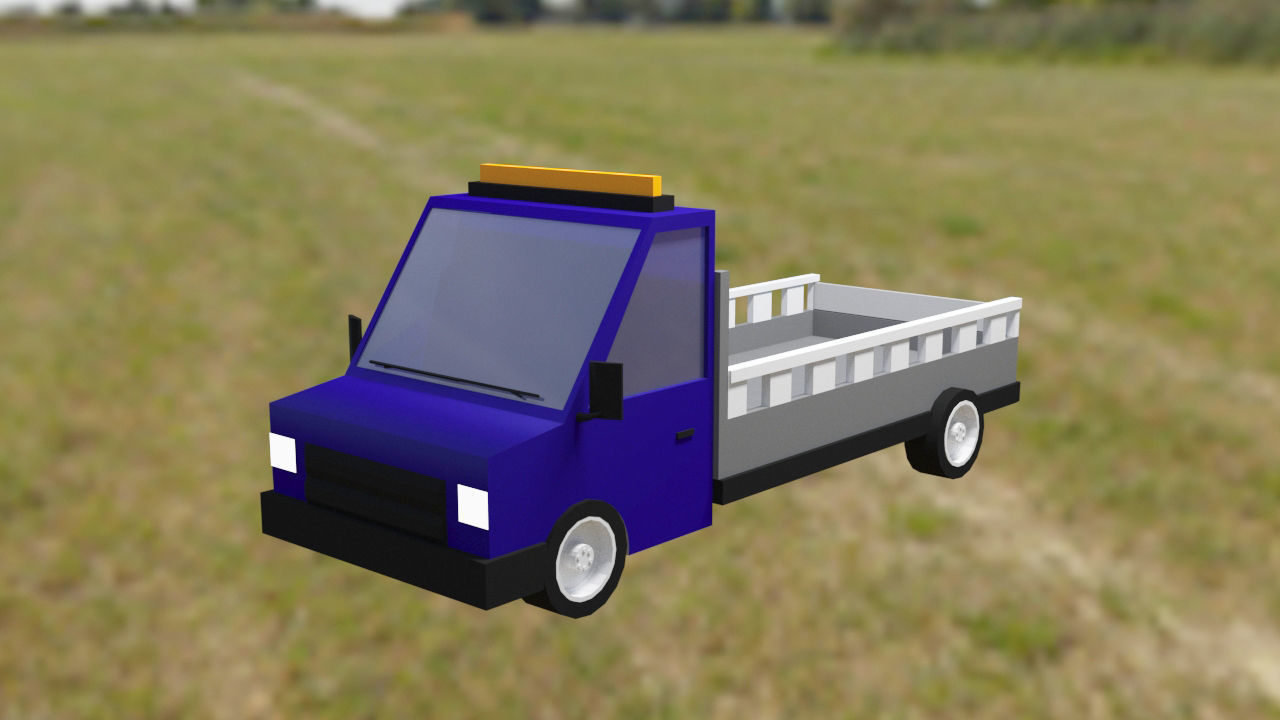 Low Poly Vehicles ambulance in field Free low-poly 3D model_8