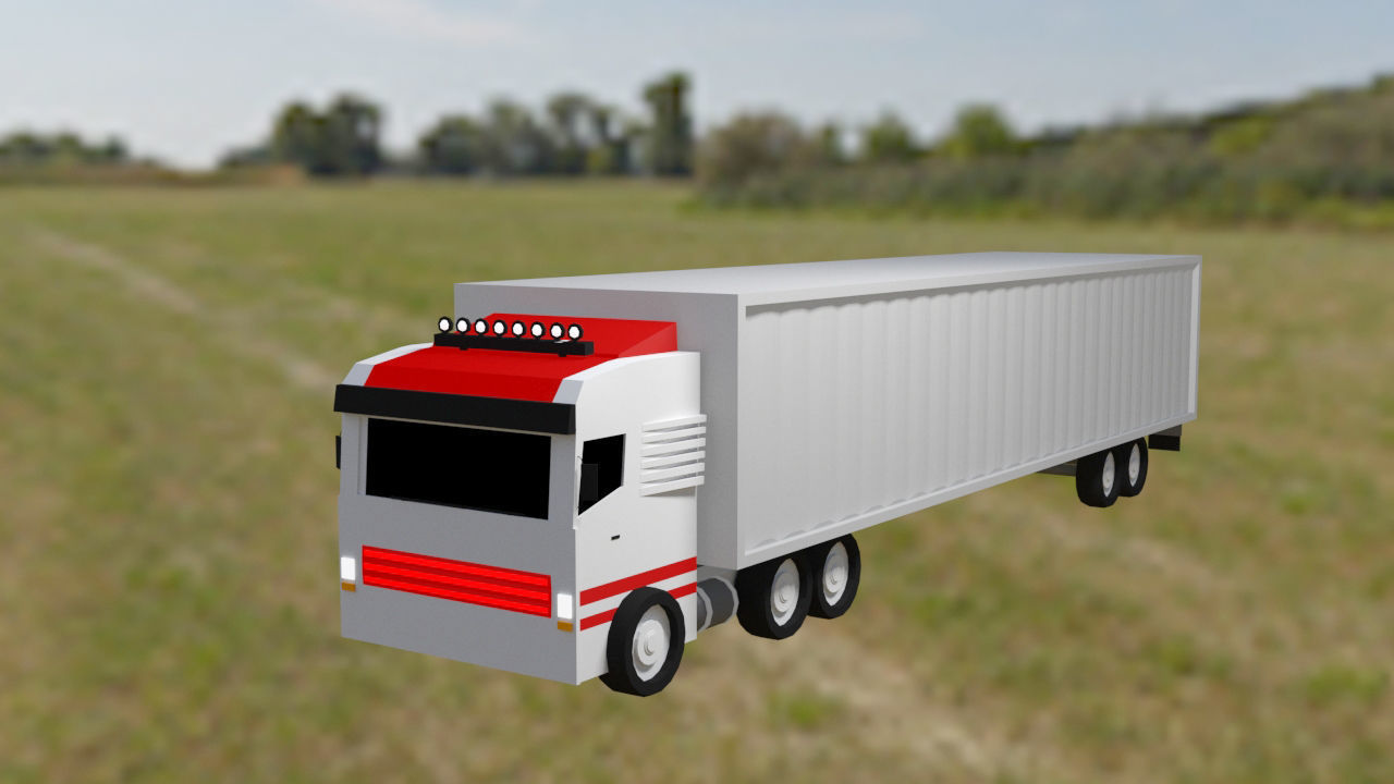 Low Poly Vehicles ambulance in field Free low-poly 3D model_7