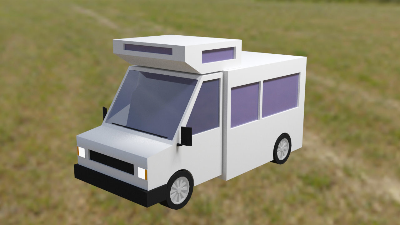 Low Poly Vehicles ambulance in field Free low-poly 3D model_5